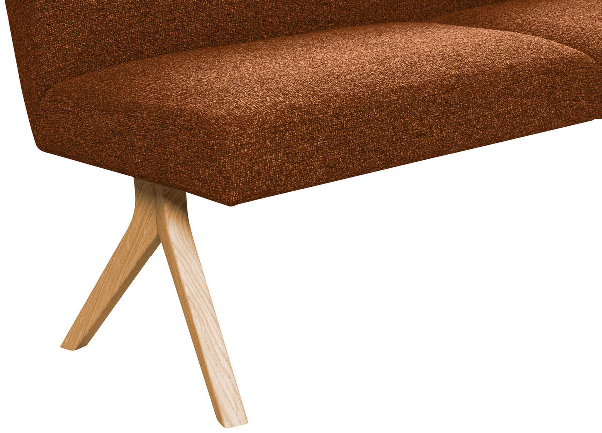 ECKBANK 172/218 cm Webstoff Haselnussfarben Eiche vollmassiv   - Eichefarben/Haselnussfarben, KONVENTIONELL, Holz/Textil (172/218cm) - Linea Natura