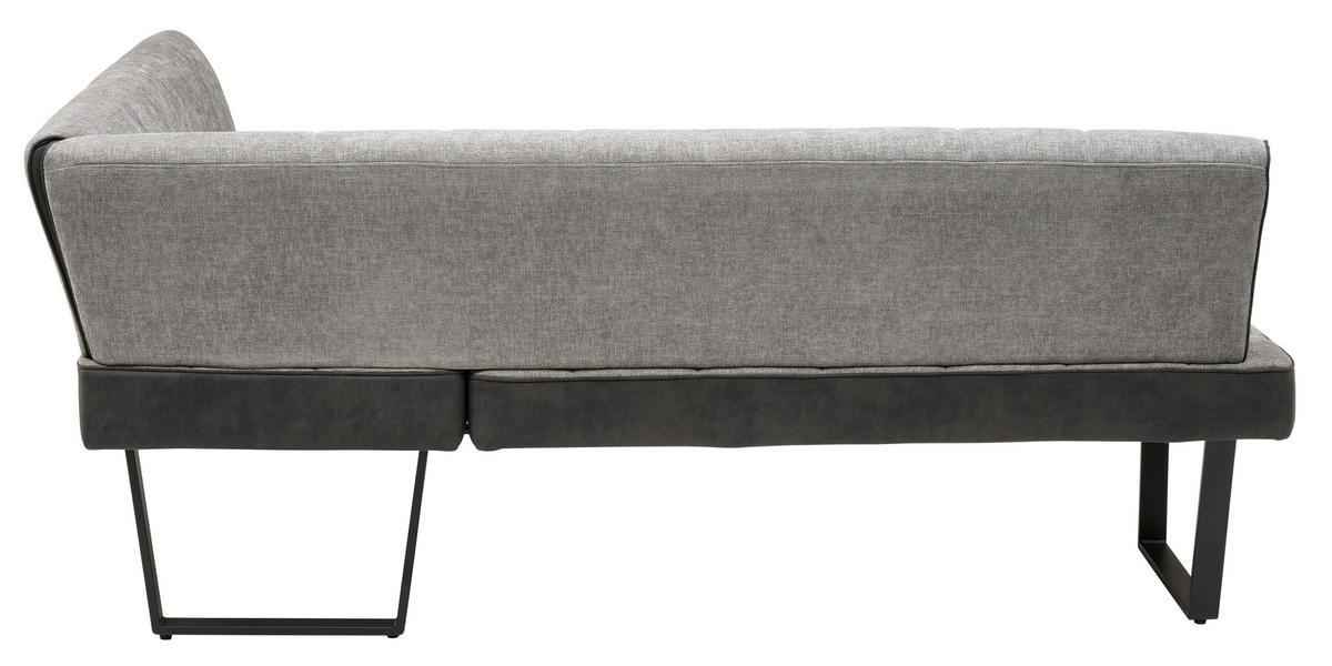 ECKBANK Mikrofaser, Leinenoptik Schwarz, Hellgrau   - Hellgrau/Schwarz, KONVENTIONELL, Textil/Metall (200-160/86/70cm) - MID.YOU