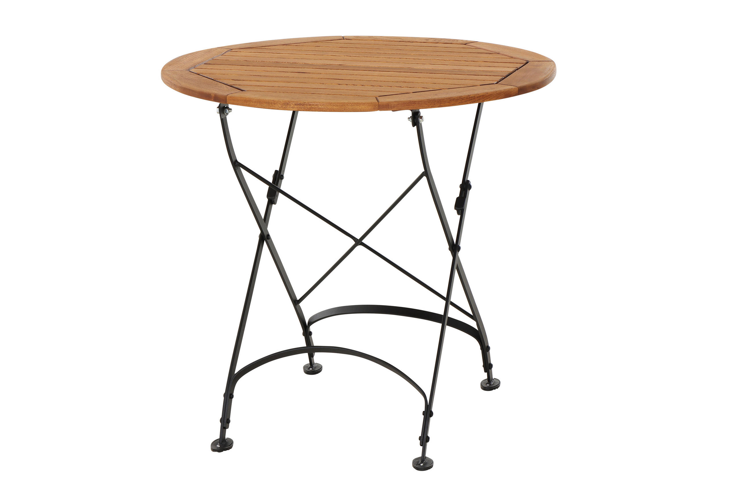GARTENKLAPPTISCH Holz, Metall rund  - Robinienfarben/Schwarz, KONVENTIONELL, Holz/Metall (85cm) - Siena Garden