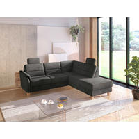 ECKSOFA PALMERA V Schwarz Flachgewebe Kopfstütze  - Eichefarben/Schwarz, KONVENTIONELL, Holz/Textil (236/212cm) - Sit & More