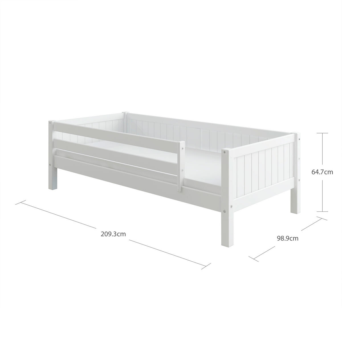 BETT 90/200 cm,  in Weiß, Rollrost, Absturzsicherung  - Weiß, MODERN, Holz (90/200cm) - Chameo