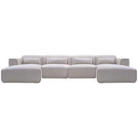 WOHNLANDSCHAFT Flachgewebe Naturfarben  - Schwarz/Naturfarben, Design, Kunststoff/Textil (165/386/165cm) - Lomoco