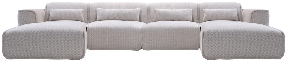 WOHNLANDSCHAFT Flachgewebe Naturfarben  - Schwarz/Naturfarben, Design, Kunststoff/Textil (165/386/165cm) - Lomoco