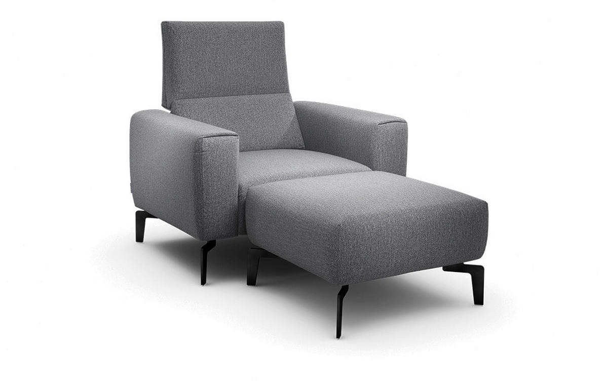 SESSELSET in Chenille Anthrazit  - Anthrazit/Schwarz, Design, Textil/Metall (110/85/86-94cm) - SENSOO