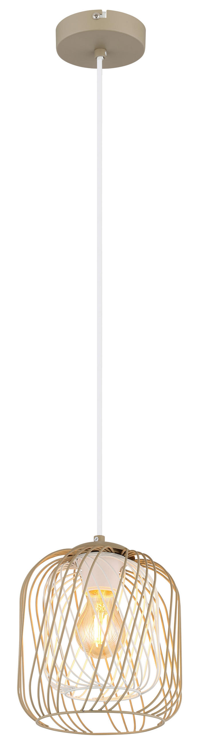 HÄNGLAMPA DICHTI 18/150 cm  - vit/sandfärgad, Basics, metall/plast (18/150cm) - Globo