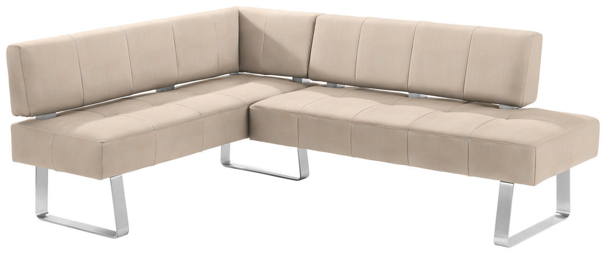 ECKBANK 165/227 cm  in Edelstahlfarben, Beige  - Edelstahlfarben/Beige, Design, Textil/Metall (165/227cm) - Moderano