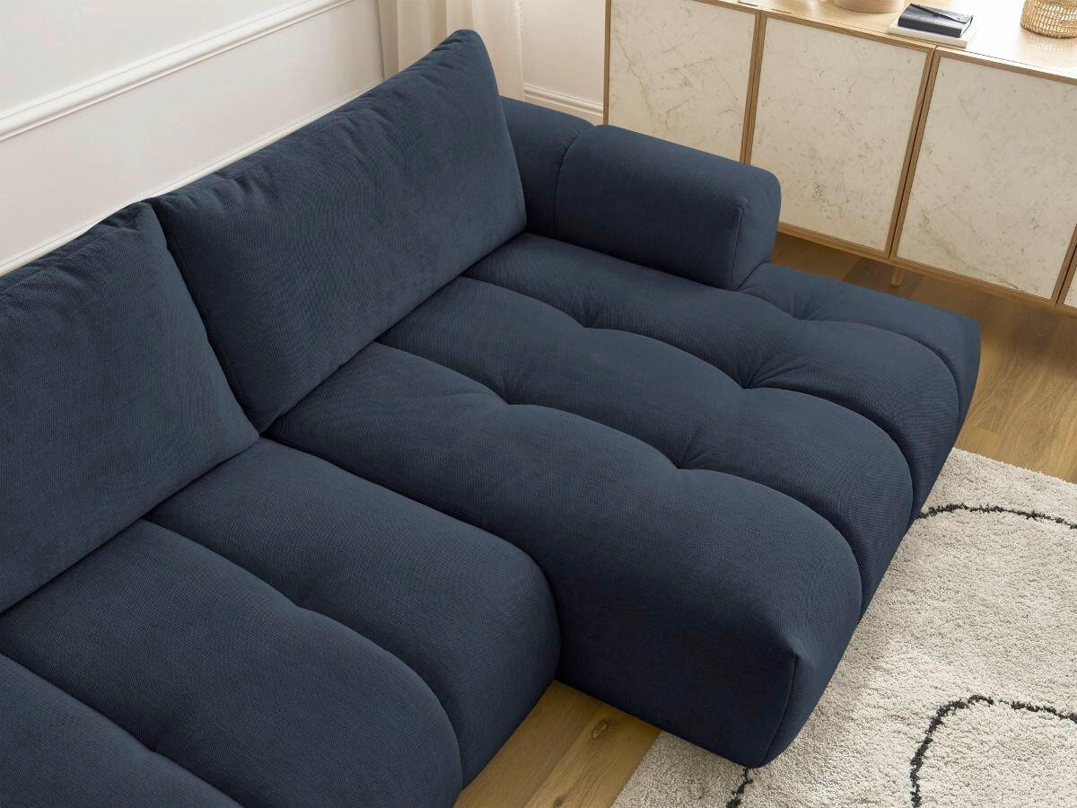 ECKSCHLAFSOFA FUJI Leinenoptik Dunkelblau  inkl.  - Schwarz/Dunkelblau, MODERN, Kunststoff/Textil (292/160cm)