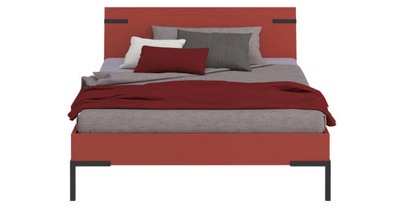 BETT 140/200 cm  in Koralle  - Koralle/Schwarz, Design, Metall (140/200cm) - Xora