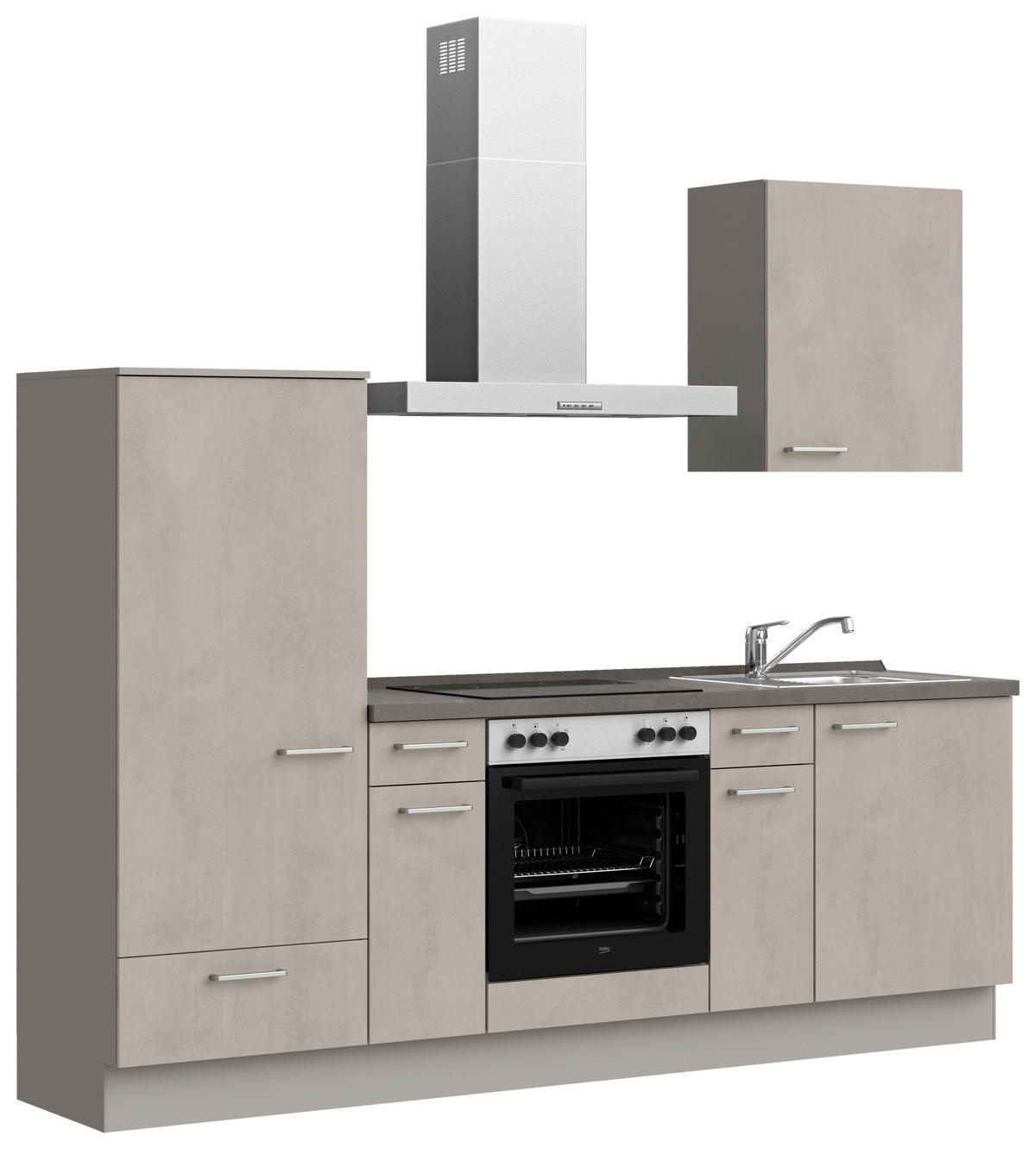 KÜCHENBLOCK 240 cm   in Grau, Schieferfarben  - Schieferfarben/Edelstahlfarben, MODERN, Holzwerkstoff/Metall (240cm) - Nobilia