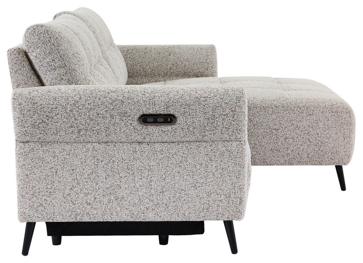 ECKSOFA in Webstoff Grau  220/156 cm  - Grau/Nickelfarben, Design, Textil/Metall (220/156cm) - Carryhome