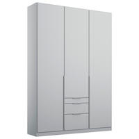 DREHTÜRENSCHRANK 136/229/54 cm,  in Hellgrau, 3-türig  - Hellgrau/Alufarben, MODERN, Holzwerkstoff (136/229/54cm) - Rauch Möbel