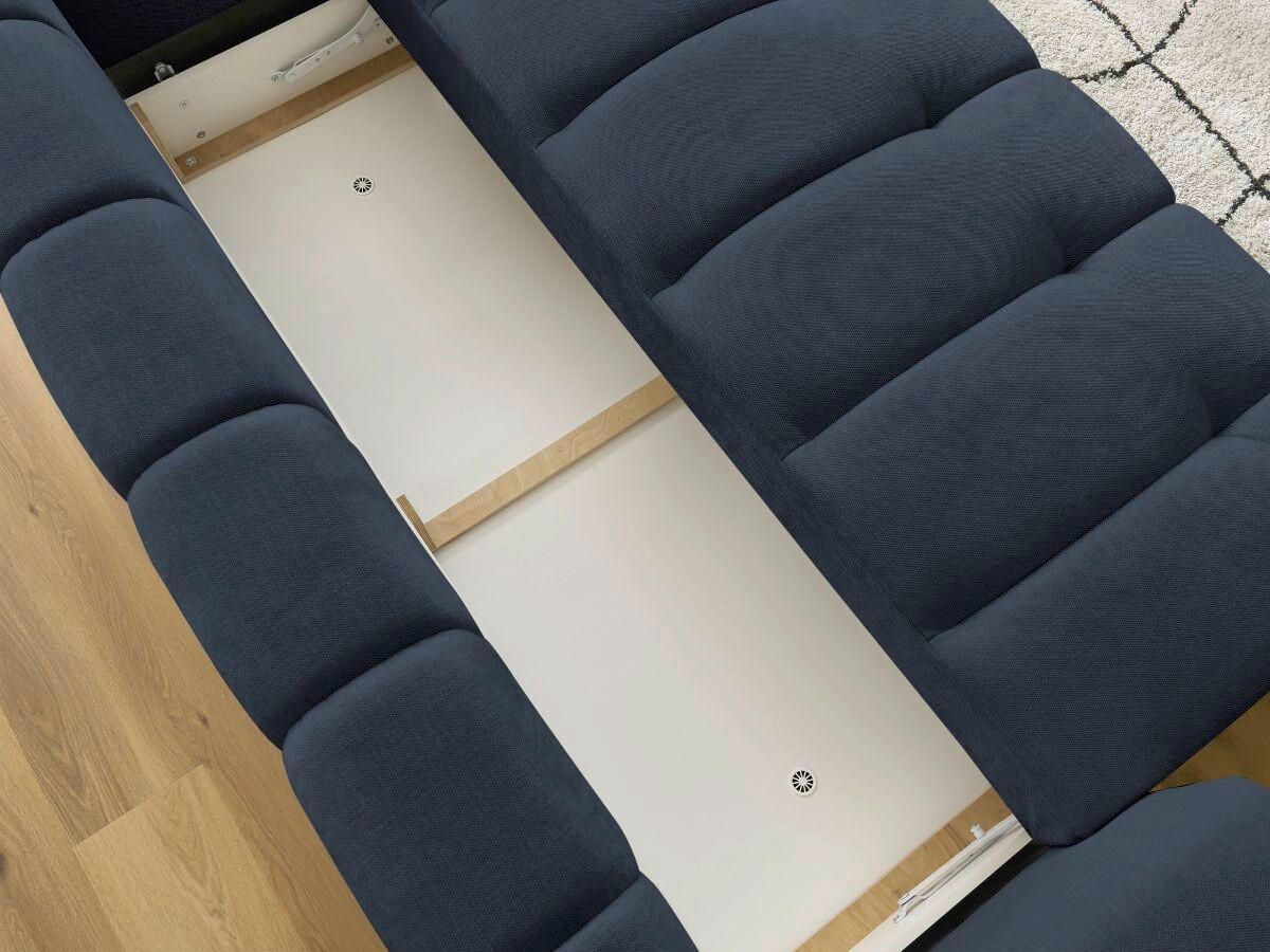 SCHLAFSOFA FUJI Leinenoptik Dunkelblau  inkl.  - Schwarz/Dunkelblau, MODERN, Kunststoff/Textil (251/113/88cm)