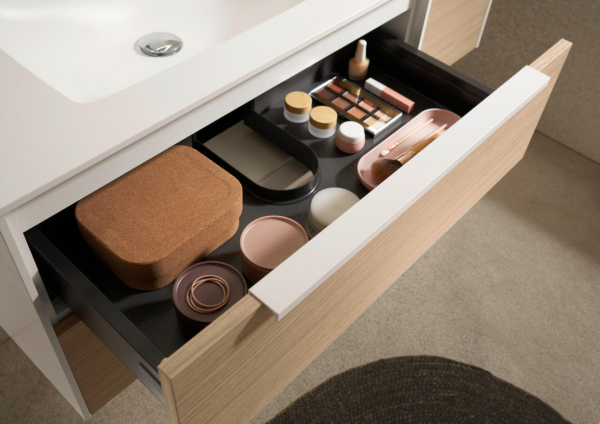 BADEZIMMER 3-teilig  in 80,5 cm  - Eichefarben/Weiß, Design, Holzwerkstoff/Stein (80,5cm) - Musterring