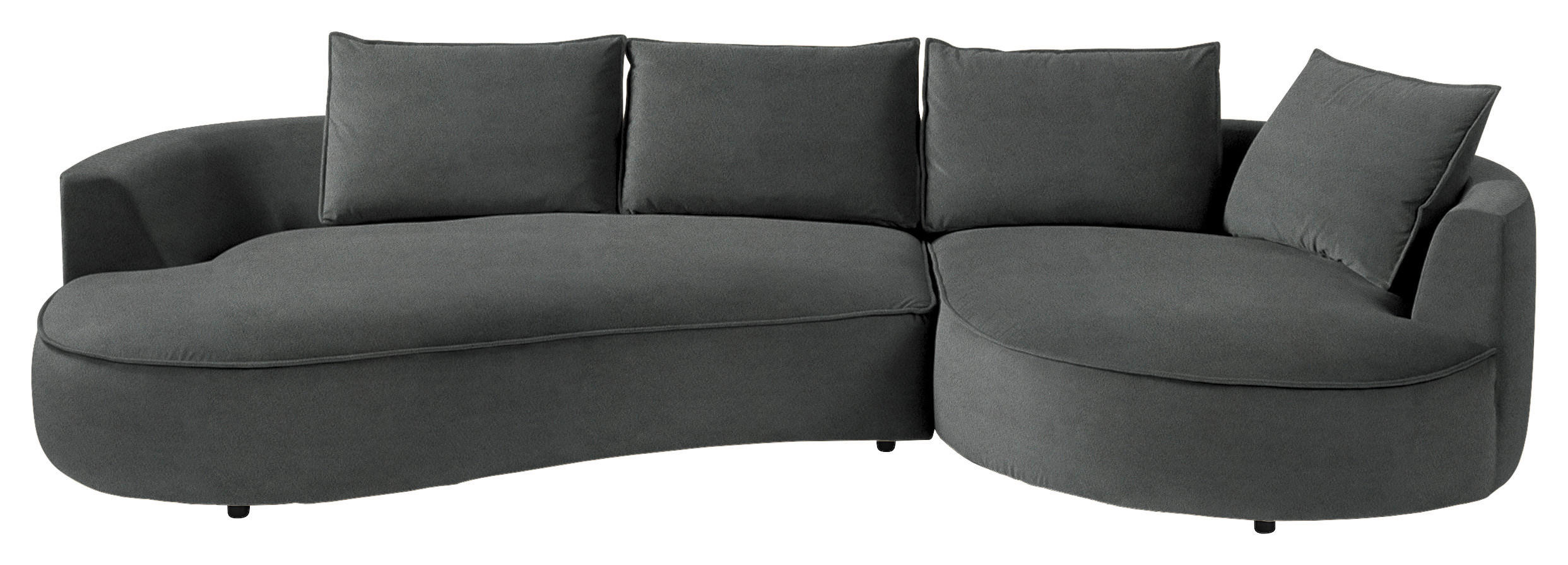BIGSOFA in Samt Dunkelgrau  - Dunkelgrau/Schwarz, Design, Kunststoff/Textil (322/66/154cm) - home24