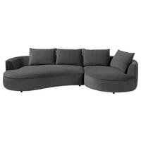 BIGSOFA in Samt Dunkelgrau  - Dunkelgrau/Schwarz, Design, Kunststoff/Textil (322/66/154cm) - home24