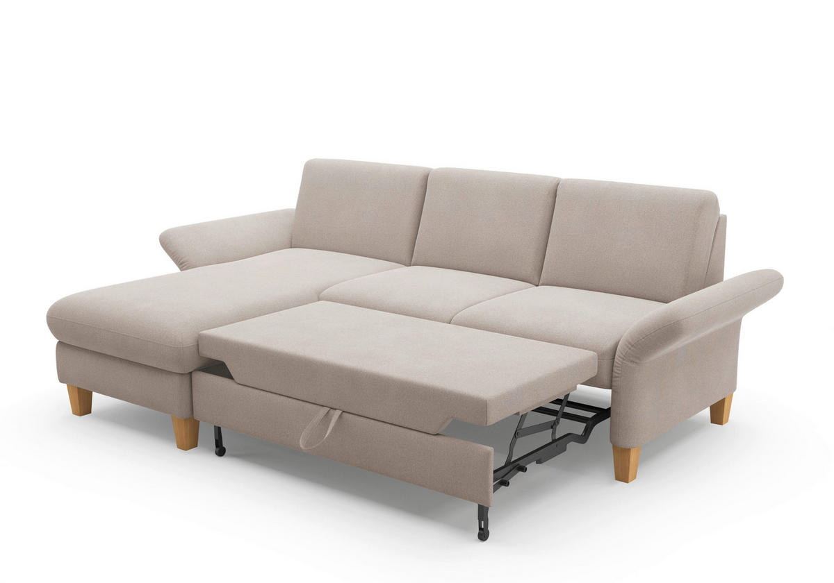 ECKSOFA ROCHELLE E Greige Flachgewebe  - Greige/Eichefarben, KONVENTIONELL, Holz/Textil (164/251cm) - Sit & More