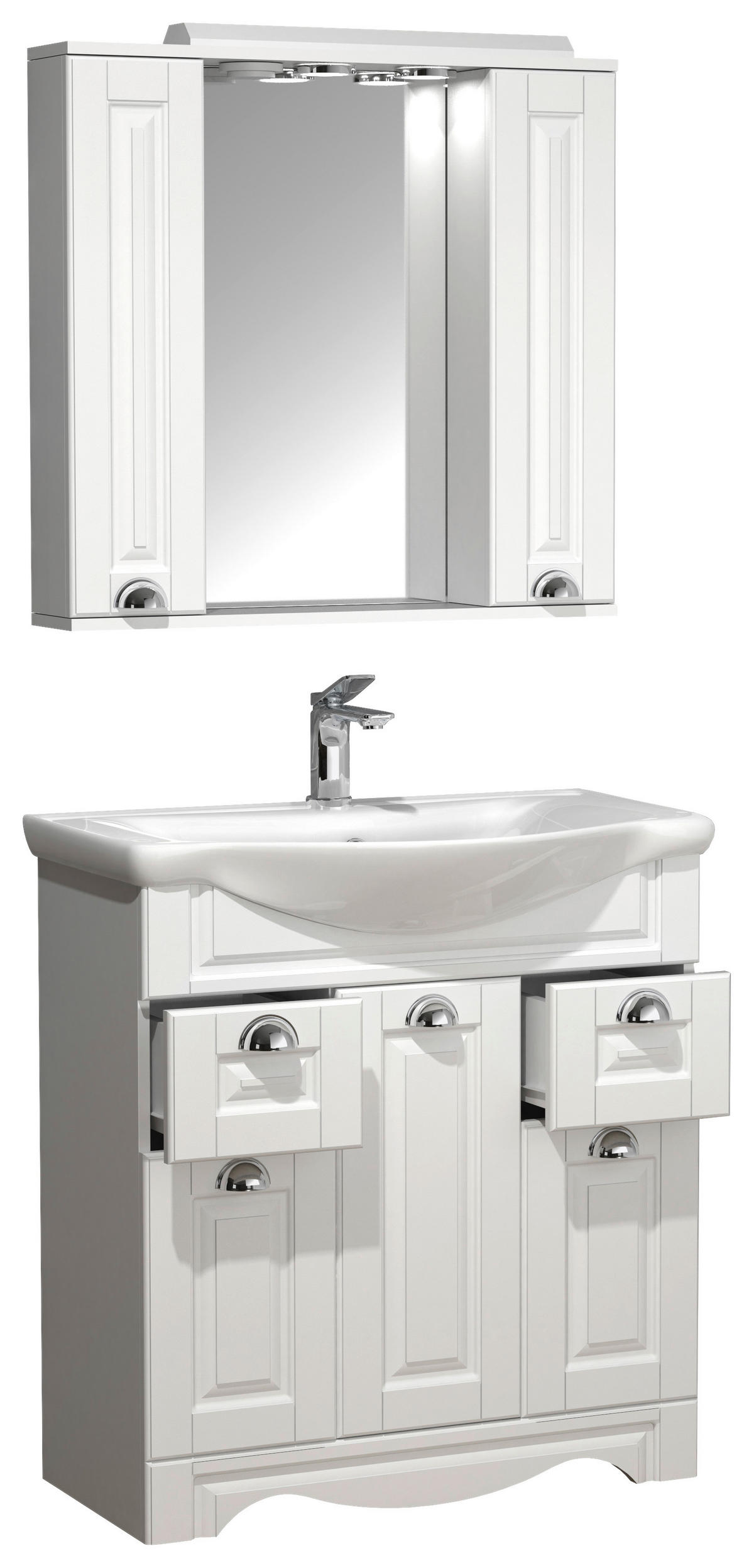 BADEZIMMER 3-teilig  in 75 cm  - Silberfarben/Weiß, MODERN, Glas/Keramik (75cm) - MID.YOU
