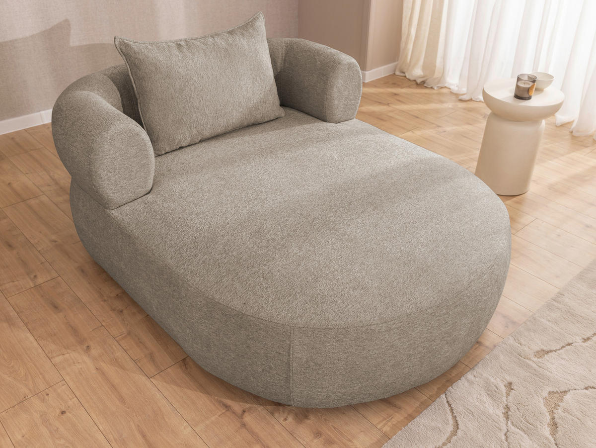 XXL-SESSEL Chenille Hellbraun    - Hellbraun/Schwarz, Design, Kunststoff/Textil (122/76/156cm) - Livetastic