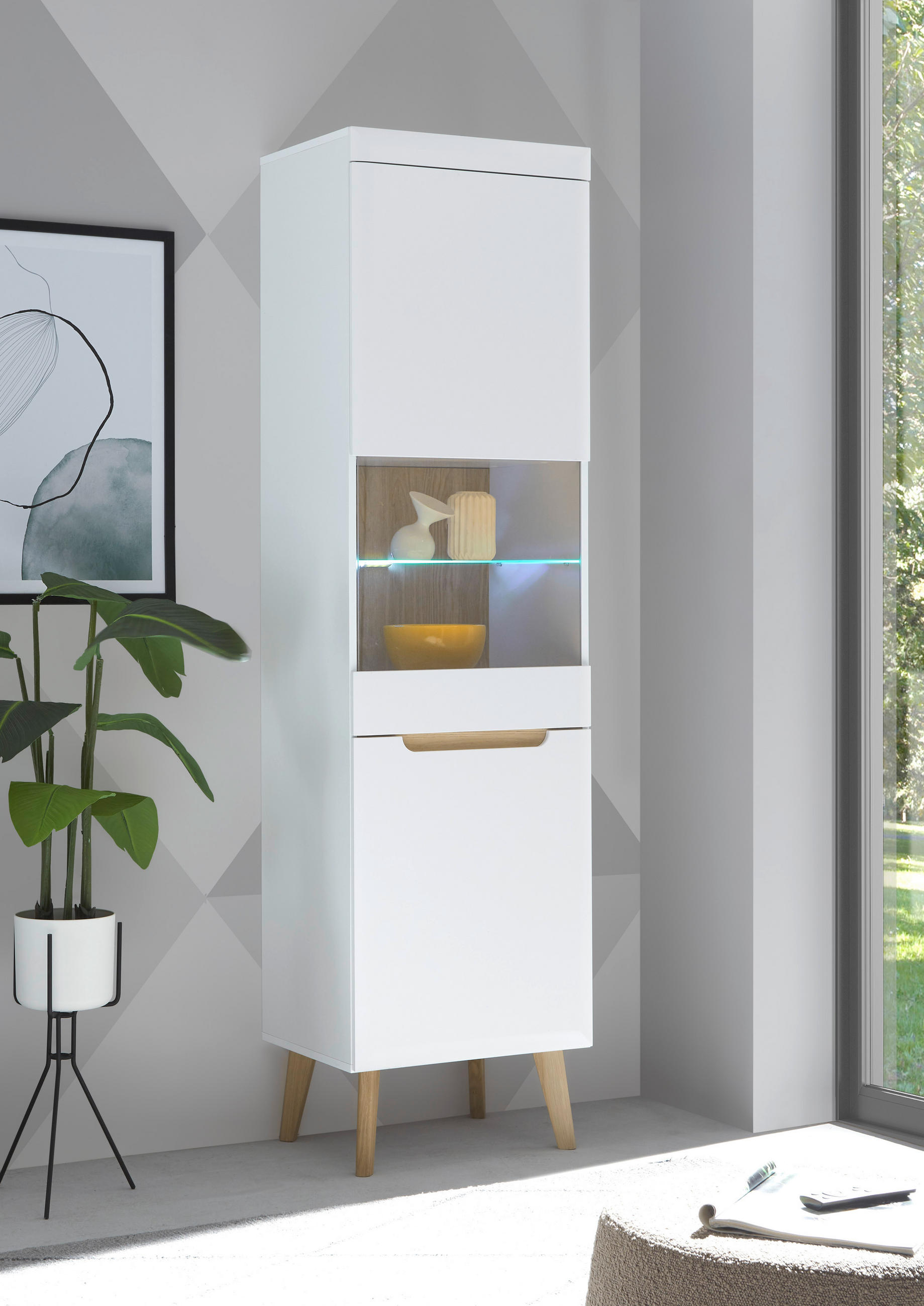 VITRINE in Eichefarben, Weiß  - Eichefarben/Weiß, Design, Holzwerkstoff (50/197/40cm) - MID.YOU