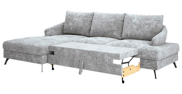 ECKSOFA in Webstoff Grau  - Schwarz/Grau, KONVENTIONELL, Textil/Metall (183/293cm) - Carryhome