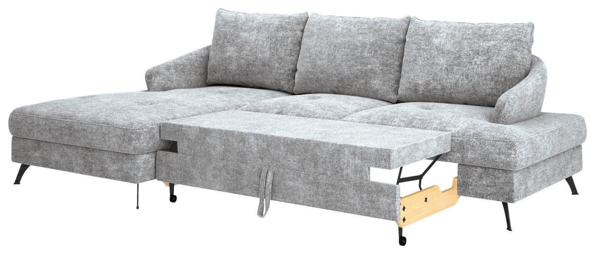 ECKSOFA in Webstoff Grau  - Schwarz/Grau, Konventionell, Textil/Metall (183/293cm) - Carryhome