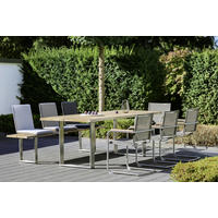 GARTENTISCH 220/95/76 cm Metall rechteckig  - Silberfarben/Teakfarben, Design, Holz/Metall (220/95/76cm)