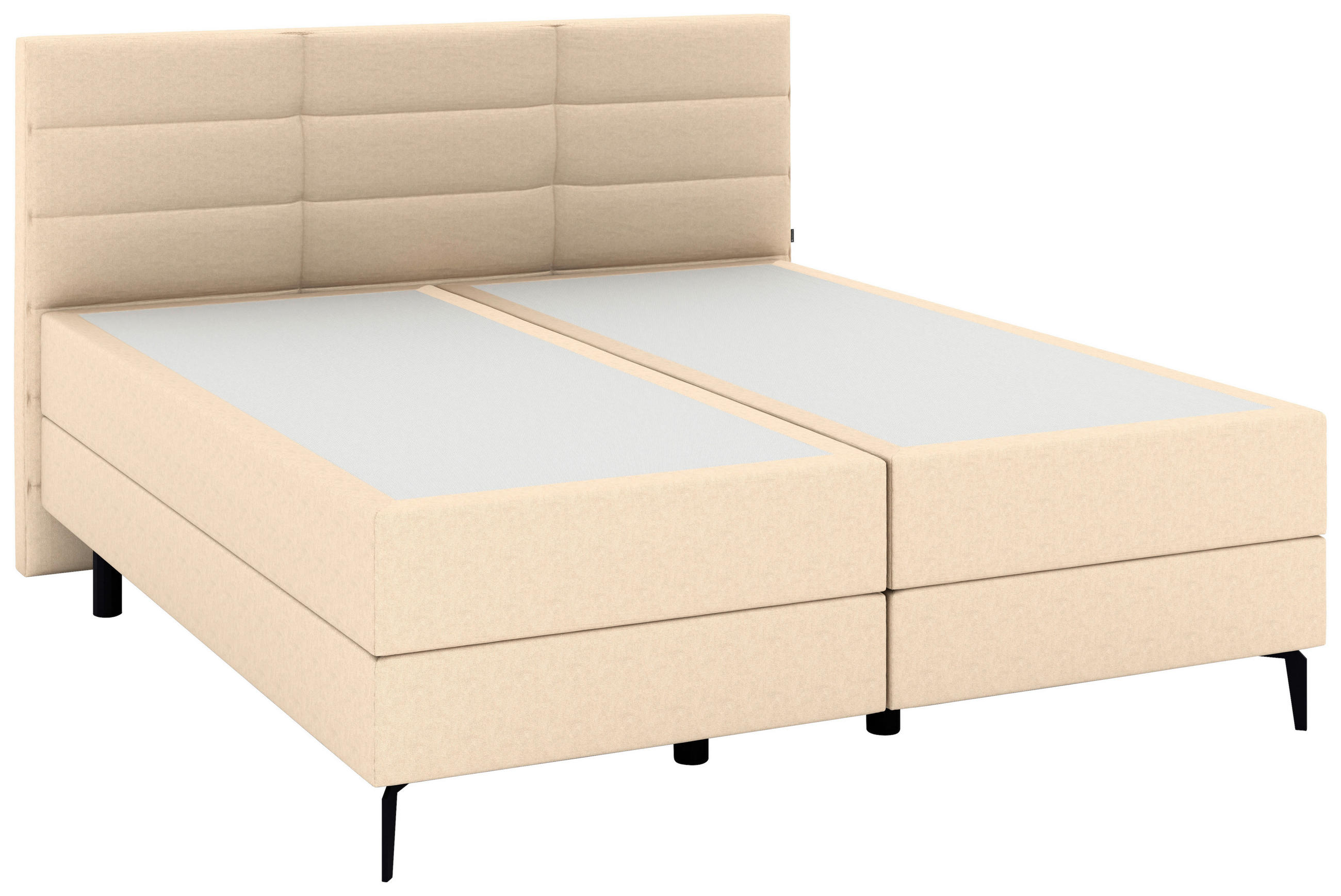 BOXSPRINGBETT 180/200 cm,  in Beige, gepolstertes Kopfteil, Matratzen, H3 + H3 = fest  - Beige/Schwarz, KONVENTIONELL, Holzwerkstoff/Kunststoff (180/200cm) - Musterring
