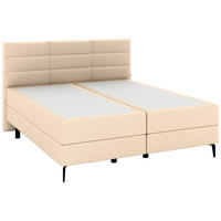 BOXSPRINGBETT 180/200 cm,  in Beige, gepolstertes Kopfteil, Matratzen, H3 + H3 = fest  - Beige/Schwarz, KONVENTIONELL, Holzwerkstoff/Kunststoff (180/200cm) - Musterring