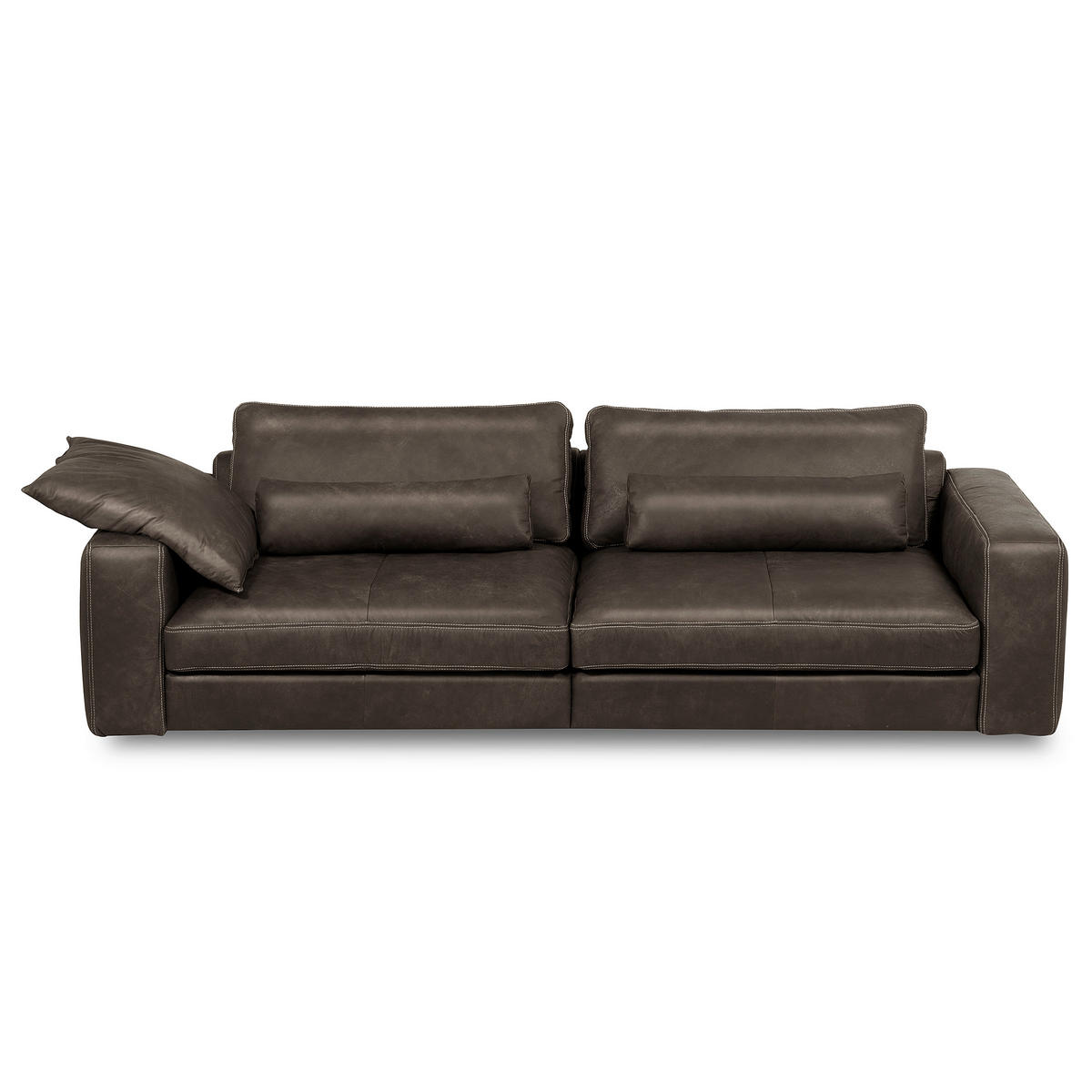 3-SITZER-SOFA  in Echtleder Fango   - Fango/Beige, Design, Leder/Kunststoff (300/85/123cm) - Livetastic