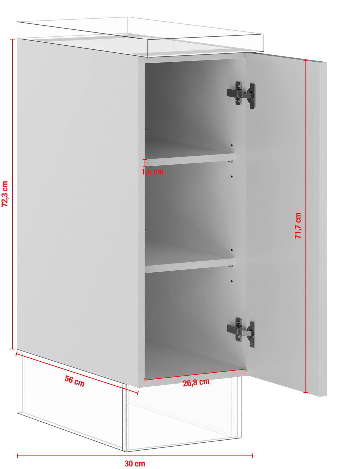 KÜCHENUNTERSCHRANK 30/87,8/57,6 cm  in  - Edelstahlfarben, Basics, Holzwerkstoff/Metall (30/87,8/57,6cm) - Impuls