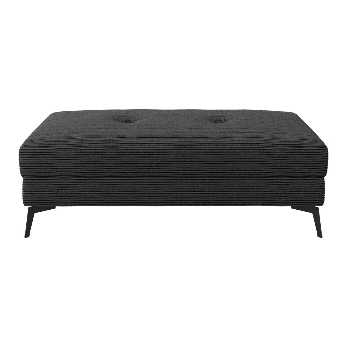 HOCKER ZERO Cord Schwarz  - Schwarz, Trend, Textil/Metall (140/46/80cm) - Livetastic