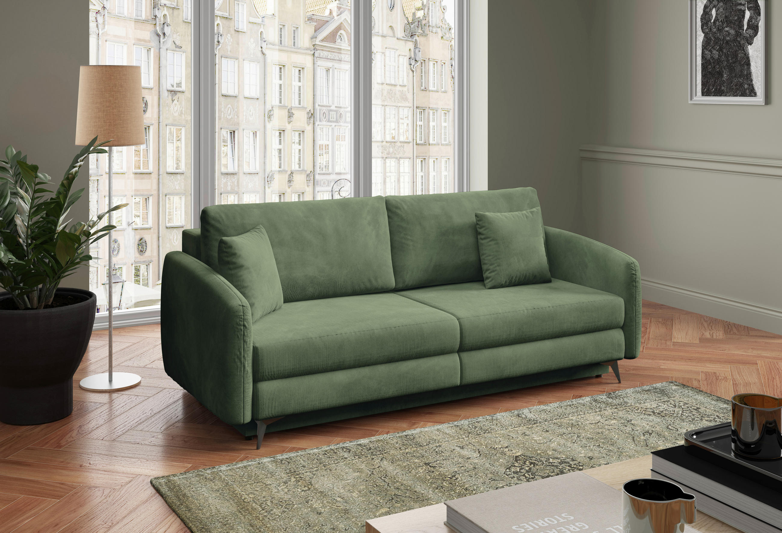 SCHLAFSOFA INGRID  mit Plüsch Beige  - Beige/Creme, Design, Textil/Metall (230/100/103cm) - Livetastic