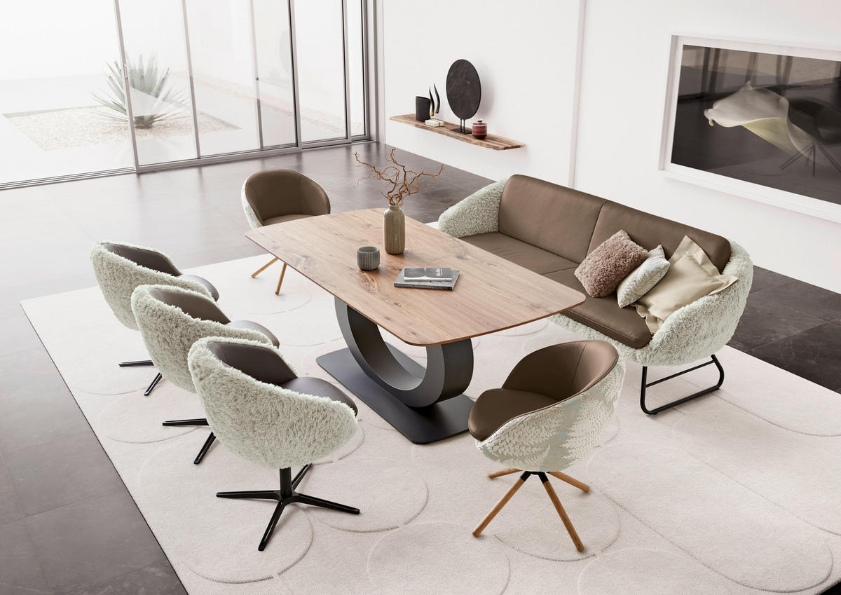 SITZBANK 219/87/78 cm  in Beige, Graubraun  - Beige/Graubraun, Design, Leder/Textil (219/87/78cm) - Koinor