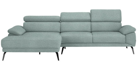 ECKSOFA  in Velours Mintgrün  187/295 cm  - Schwarz/Mintgrün, Design, Textil/Metall (187/295cm) - Novel