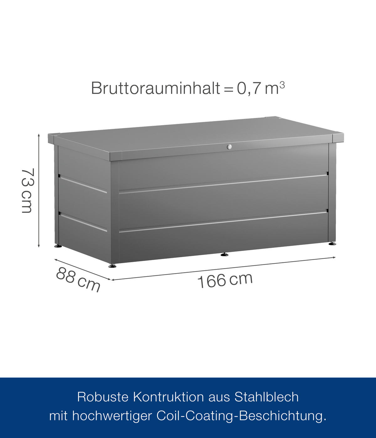 KISSENBOX 166/72,5/87,5 cm  - Alufarben, Basics, Metall (166/72,5/87,5cm)