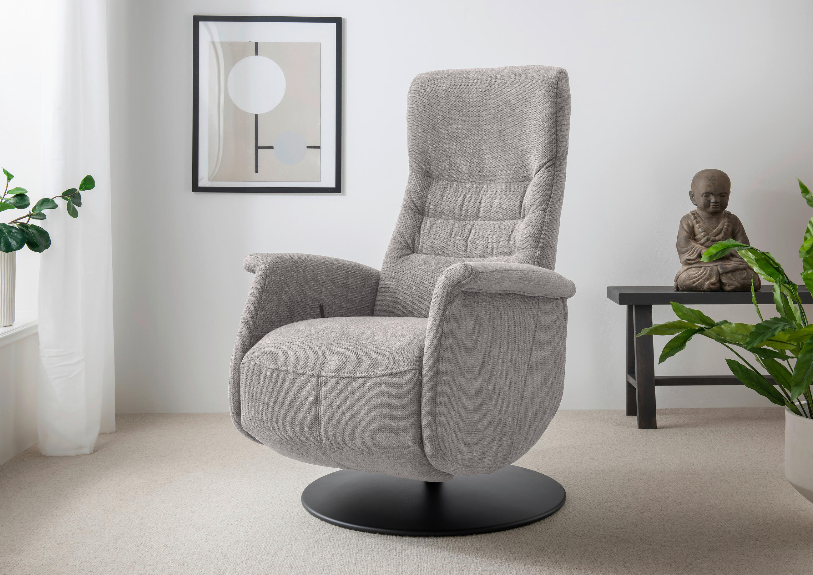 RELAXSESSEL in Textil Grau  - Schwarz/Grau, MODERN, Textil/Metall (72/118/85-165cm) - Livetastic