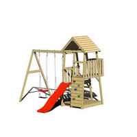SPIELTURM 340/270/290 cm  - Rot/Naturfarben, KONVENTIONELL, Holz (340/270/290cm) - Ambia Garden