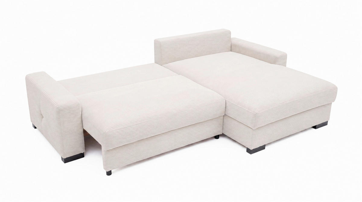 ECKSOFA  Cord Beige  - Beige/Schwarz, Basics, Holz/Holzwerkstoff (284/184cm) - MID.YOU