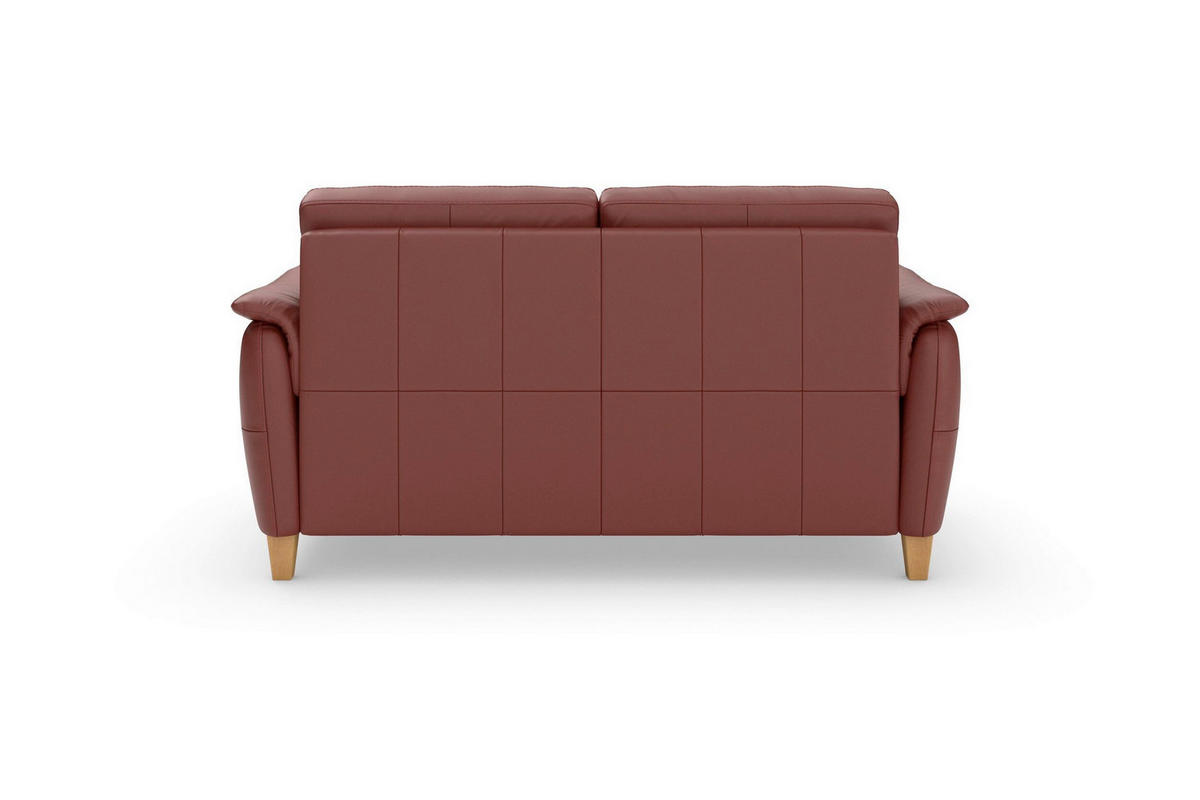 TROJMIESTNA POHOVKA, červenohnedá, pravá koža - červenohnedá/farba duba, Basics, koža/drevo (179/89/89cm) - Sit & More