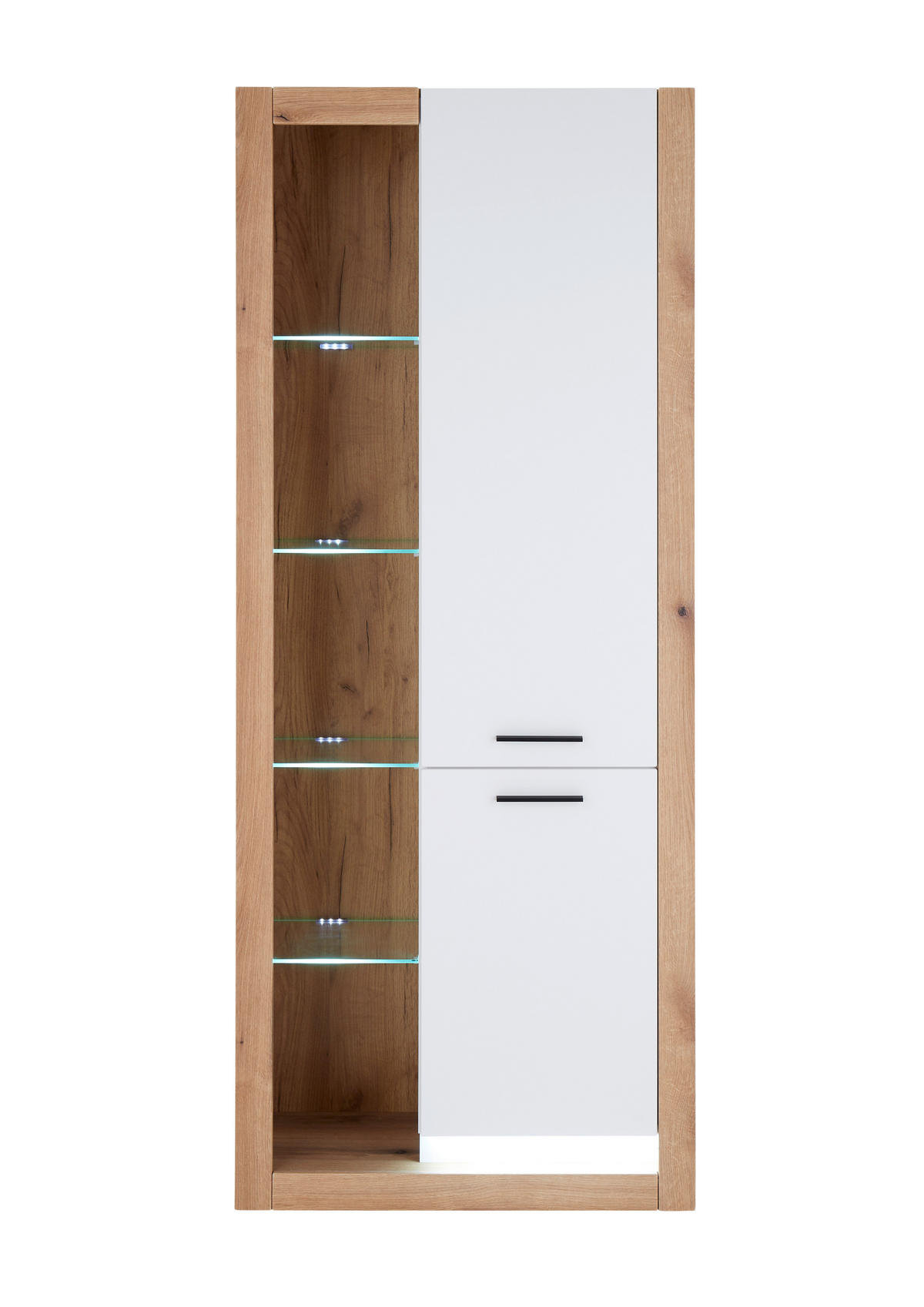 MEHRZWECKSCHRANK 80/195/37 cm  in Weiß, Eichefarben  - Eichefarben/Schwarz, Design, Glas/Holzwerkstoff (80/195/37cm) - MID.YOU