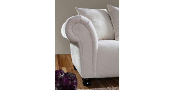 ECKSOFA  in Plüsch Weiß  288/190 cm  - Dunkelbraun/Weiß, KONVENTIONELL, Holz/Textil (288/190cm) - Carryhome
