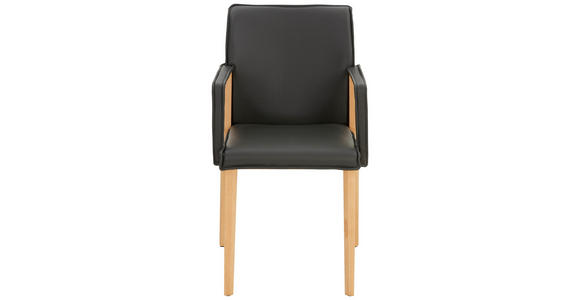 ARMLEHNSTUHL in Buchefarben, Grau - Buchefarben/Grau, Natur, Leder/Holz (51/88/55cm) - Valnatura