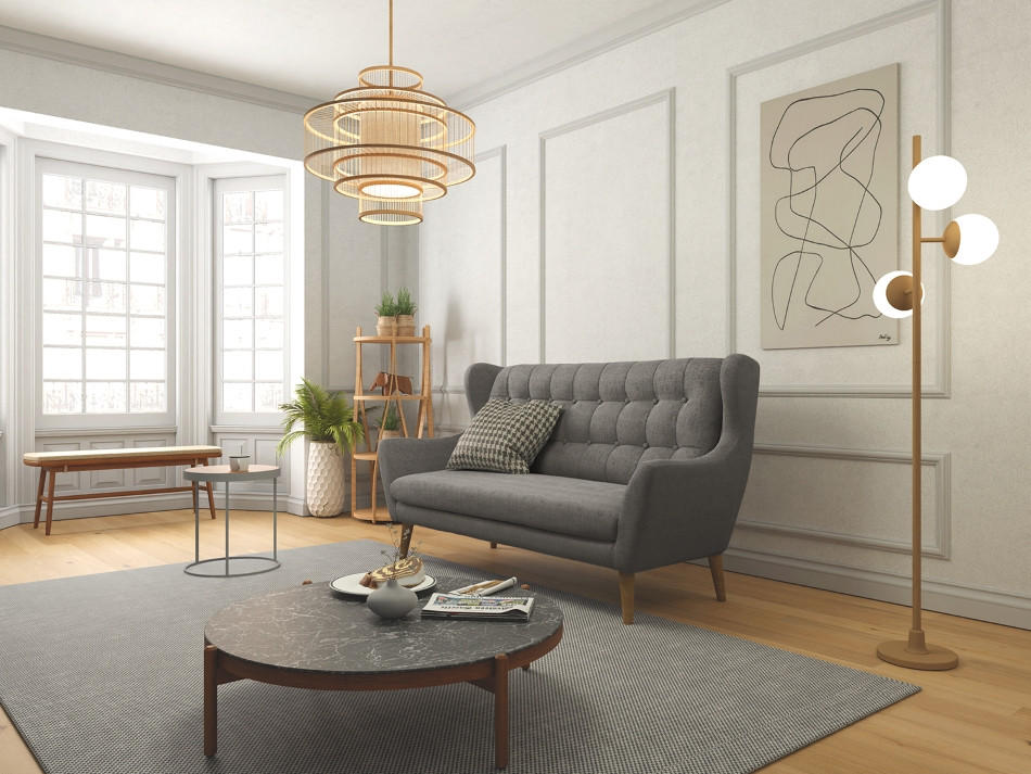 3-SITZER-SOFA in Webstoff Dunkelgrau  - Eichefarben/Dunkelgrau, KONVENTIONELL, Holz/Textil (197/107/94cm) - Trendmanufaktur