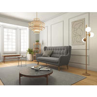 3-SITZER-SOFA in Webstoff Dunkelgrau  - Eichefarben/Dunkelgrau, KONVENTIONELL, Holz/Textil (197/107/94cm) - Trendmanufaktur