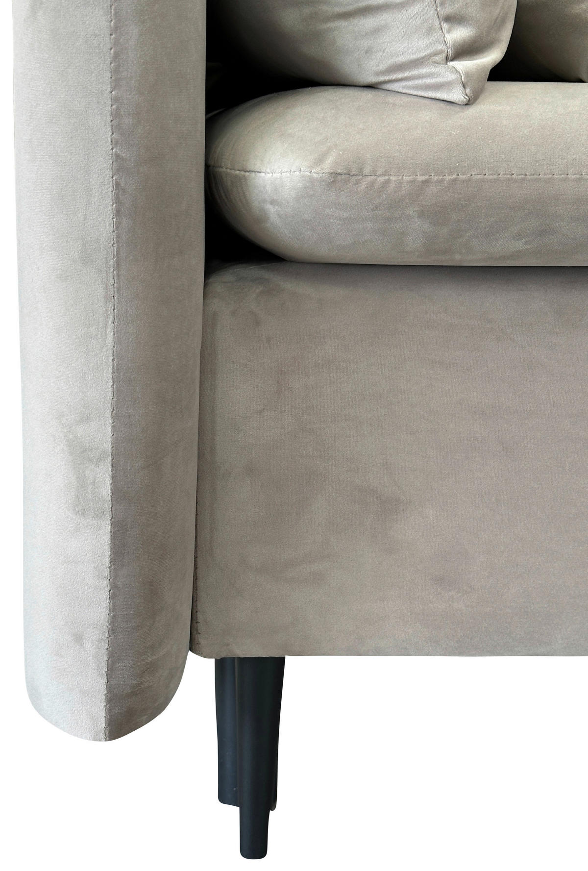SCHLAFSOFA  mit Liegefunktion Velours Taupe  - Taupe/Schwarz, Design, Holz/Kunststoff (220/96/102cm) - MID.YOU