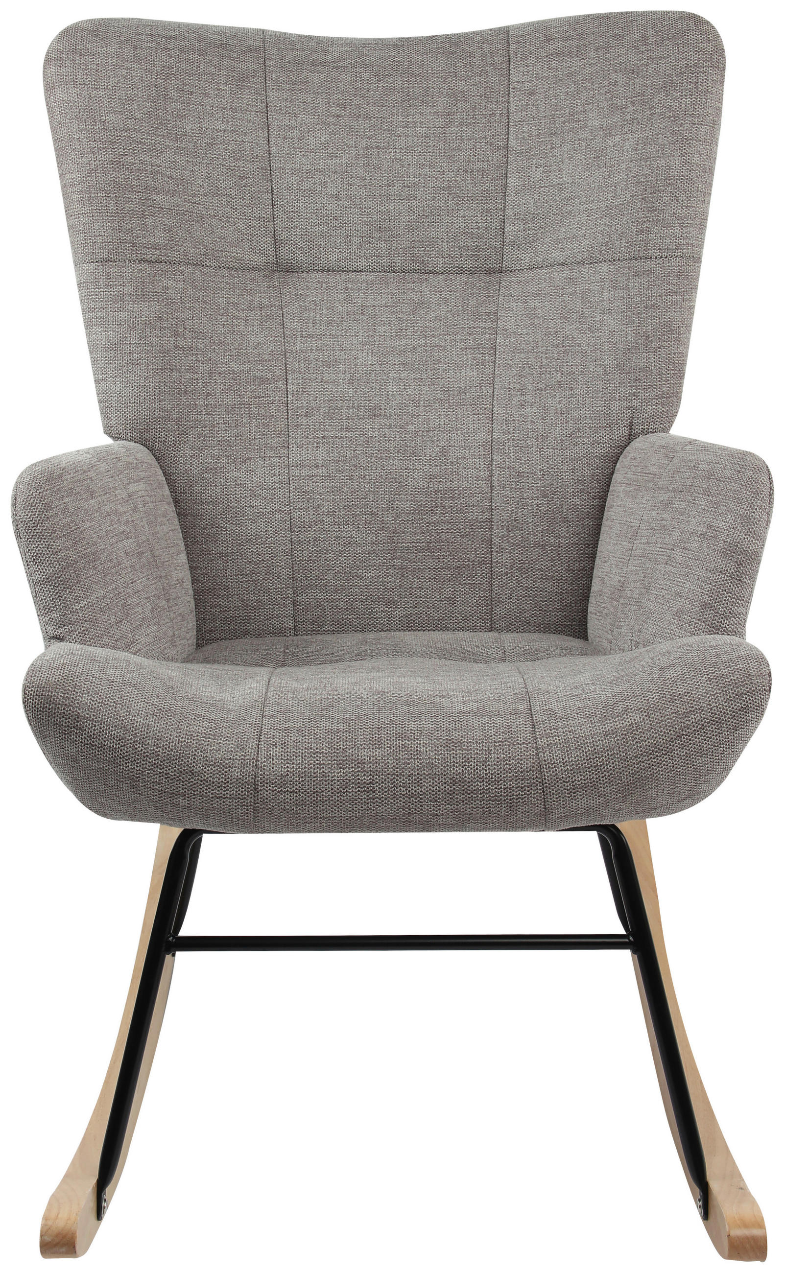 SCHAUKELSTUHL in Webstoff Grau  - Schwarz/Naturfarben, MODERN, Holz/Textil (63/91/52cm) - Livetastic