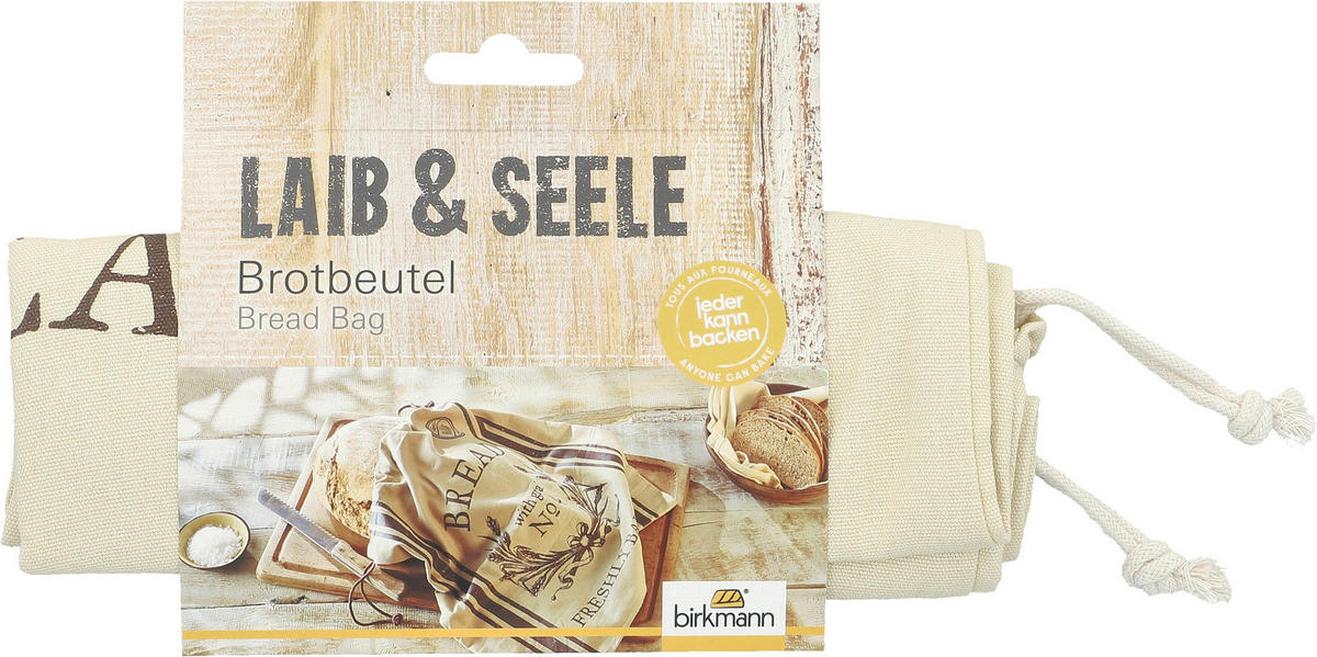 BROTBACK-SET Laib&Seele  - Hellbraun/Silberfarben, KONVENTIONELL, Holz/Textil - Birkmann