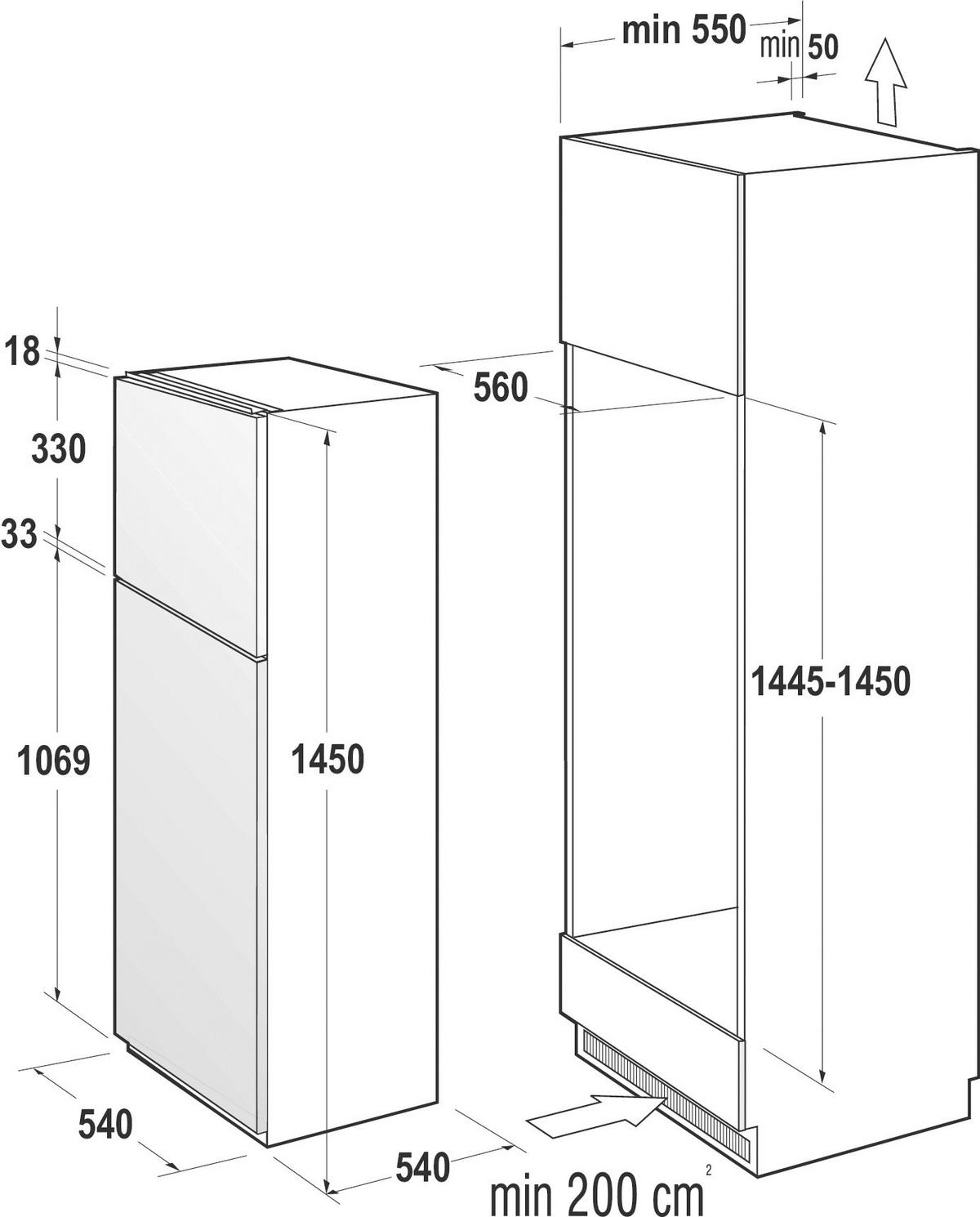 KÜHL-GEFRIER-KOMBINATION RFI 4152 P1  - Weiß, MODERN, Kunststoff/Metall (54/145/54cm) - Gorenje