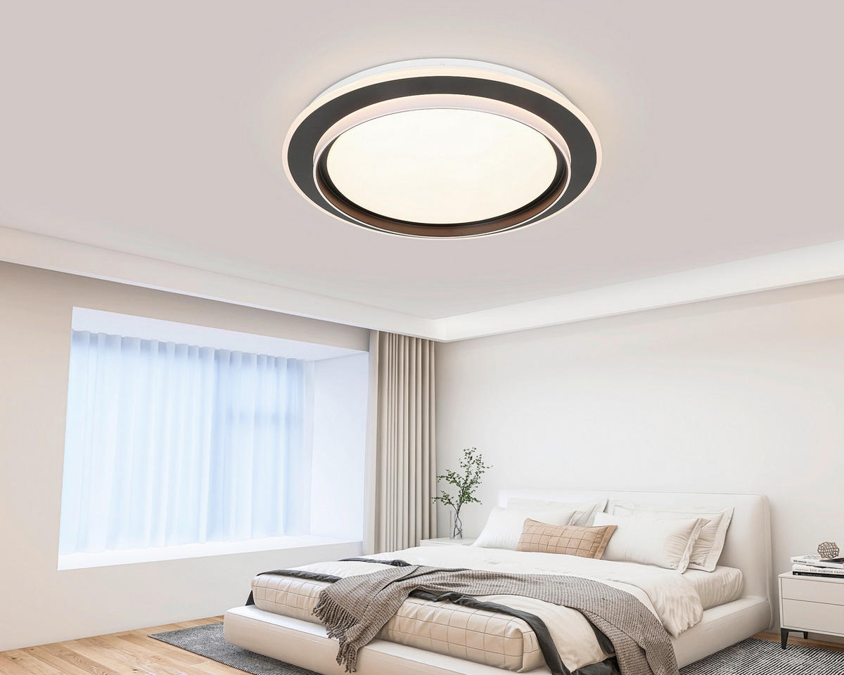 LED PLAFONJERA  - bela/crna, Trendi, metal/plastika (49/6cm) - Novel