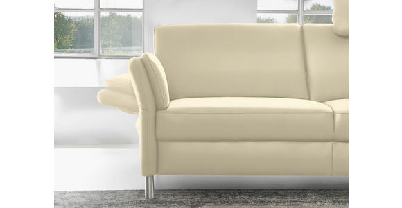 3-SITZER-SOFA Latina in Echtleder Ecru   - Ecru/Alufarben, Design, Leder/Metall (190/82/99cm) - Dieter Knoll